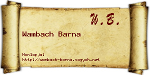 Wambach Barna névjegykártya